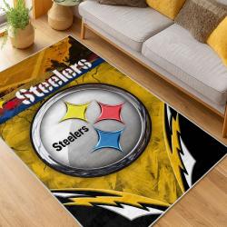 nfl pittsburgh steelers football team logo sport carpet area rug home decor living room psw183