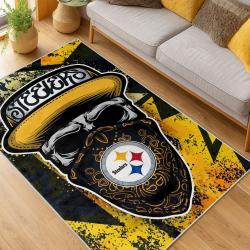 nfl pittsburgh steelers football team logo sport carpet area rug home decor living room psw185