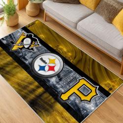 nfl pittsburgh steelers football team logo sport carpet area rug home decor living room psw186