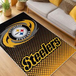 nfl pittsburgh steelers football team logo sport carpet area rug home decor living room psw189