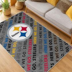 nfl pittsburgh steelers football team logo sport carpet area rug home decor living room psw190