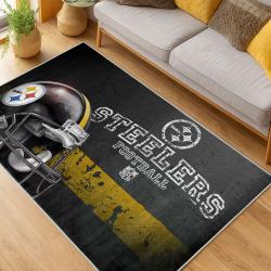 nfl pittsburgh steelers football team logo sport carpet area rug home decor living room psw193