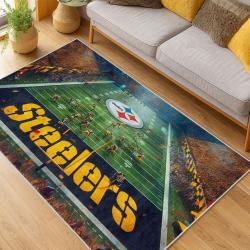 nfl pittsburgh steelers football team logo sport carpet area rug home decor living room psw195