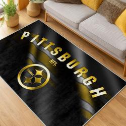 nfl pittsburgh steelers football team logo sport carpet area rug home decor living room psw196