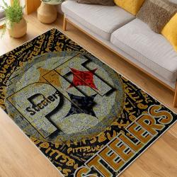 nfl pittsburgh steelers football team logo sport carpet area rug home decor living room psw199
