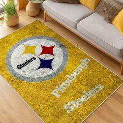 nfl pittsburgh steelers football team logo sport carpet area rug home decor living room psw201