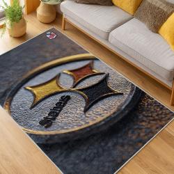 nfl pittsburgh steelers football team logo sport carpet area rug home decor living room psw202