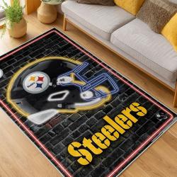 nfl pittsburgh steelers football team logo sport carpet area rug home decor living room psw210
