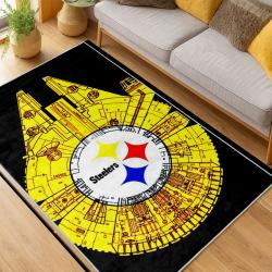 nfl pittsburgh steelers football team logo sport carpet area rug home decor living room psw212