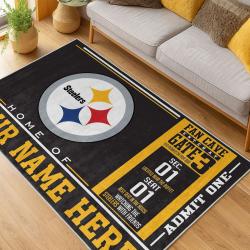 nfl pittsburgh steelers football team logo sport carpet area rug home decor living room psw213