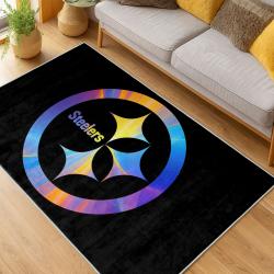 nfl pittsburgh steelers football team logo sport carpet area rug home decor living room psw215
