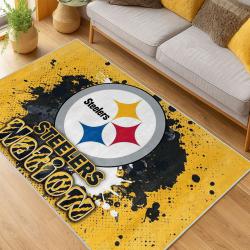 nfl pittsburgh steelers football team logo sport carpet area rug home decor living room psw216