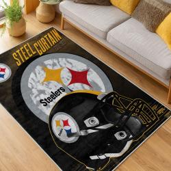 nfl pittsburgh steelers football team logo sport carpet area rug home decor living room psw218