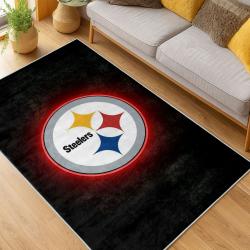 nfl pittsburgh steelers football team logo sport carpet area rug home decor living room psw221