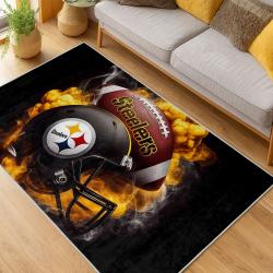 nfl pittsburgh steelers football team logo sport carpet area rug home decor living room psw223