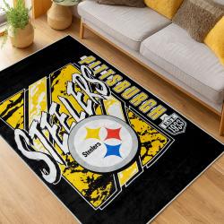 nfl pittsburgh steelers football team logo sport carpet area rug home decor living room psw224