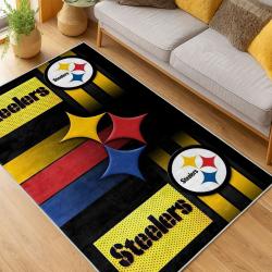 nfl pittsburgh steelers football team logo sport carpet area rug home decor living room psw225