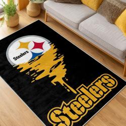 nfl pittsburgh steelers football team logo sport carpet area rug home decor living room psw235