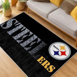 nfl pittsburgh steelers football team logo sport carpet area rug home decor living room psw237