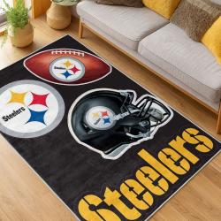 nfl pittsburgh steelers football team logo sport carpet area rug home decor living room psw238