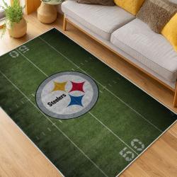 nfl pittsburgh steelers football team logo sport carpet area rug home decor living room psw240