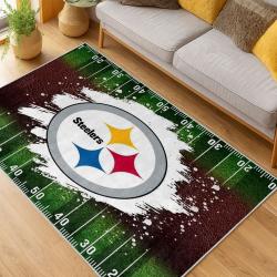 nfl pittsburgh steelers football team logo sport carpet area rug home decor living room psw242