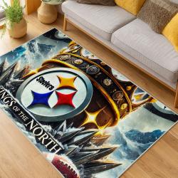 nfl pittsburgh steelers football team logo sport carpet area rug home decor living room psw245