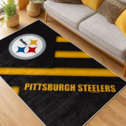 nfl pittsburgh steelers football team logo sport carpet area rug home decor living room psw248