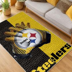nfl pittsburgh steelers football team logo sport carpet area rug home decor living room psw249
