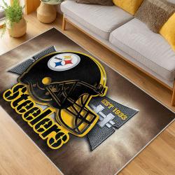 nfl pittsburgh steelers football team logo sport carpet area rug home decor living room psw251