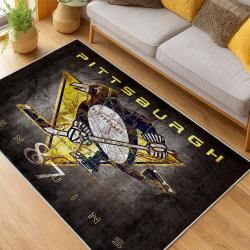 nfl pittsburgh steelers football team logo sport carpet area rug home decor living room psw252