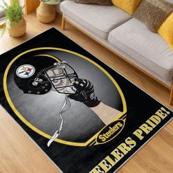 nfl pittsburgh steelers football team logo sport carpet area rug home decor living room psw255
