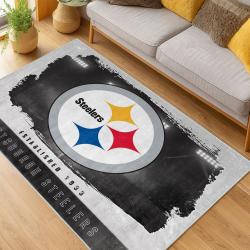 nfl pittsburgh steelers football team logo sport carpet area rug home decor living room psw256