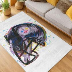 nfl pittsburgh steelers football team logo sport carpet area rug home decor living room psw257