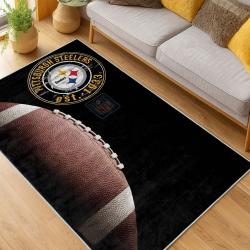 nfl pittsburgh steelers football team logo sport carpet area rug home decor living room psw258