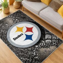nfl pittsburgh steelers football team logo sport carpet area rug home decor living room psw259