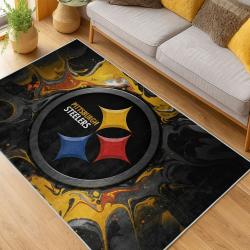 nfl pittsburgh steelers football team logo sport carpet area rug home decor living room psw261