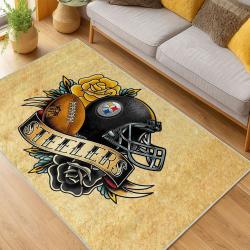 nfl pittsburgh steelers football team logo sport carpet area rug home decor living room psw262