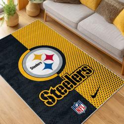 nfl pittsburgh steelers football team logo sport carpet area rug home decor living room psw263