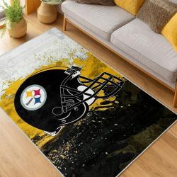 nfl pittsburgh steelers football team logo sport carpet area rug home decor living room psw264