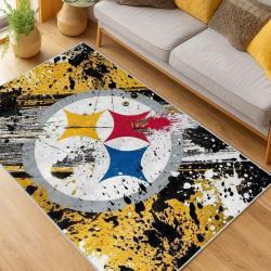nfl pittsburgh steelers football team logo sport carpet area rug home decor living room psw265