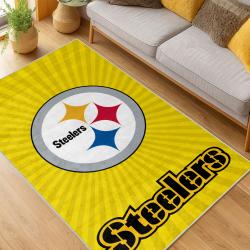 nfl pittsburgh steelers football team logo sport carpet area rug home decor living room psw266