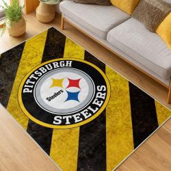 nfl pittsburgh steelers football team logo sport carpet area rug home decor living room psw270