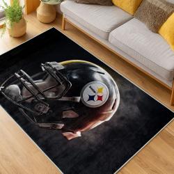 nfl pittsburgh steelers football team logo sport carpet area rug home decor living room psw272