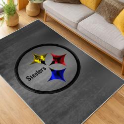 nfl pittsburgh steelers football team logo sport carpet area rug home decor living room psw273