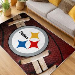 nfl pittsburgh steelers football team logo sport carpet area rug home decor living room psw274