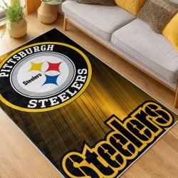 nfl pittsburgh steelers football team logo sport carpet area rug home decor living room psw278