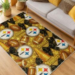 nfl pittsburgh steelers football team logo sport carpet area rug home decor living room psw280
