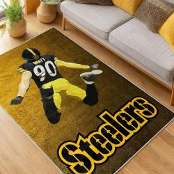 nfl pittsburgh steelers football team logo sport carpet area rug home decor living room psw281