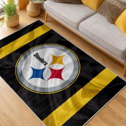 nfl pittsburgh steelers football team logo sport carpet area rug home decor living room psw284